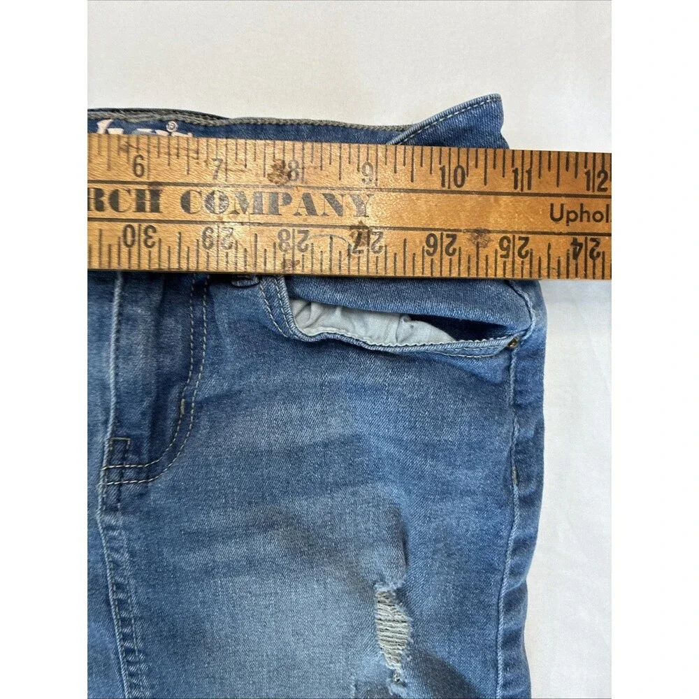 YMI Girls Blue Denim Jean Skirts Size 8 Distressed Lot/2 Stretchy 12